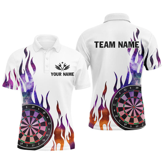 Feuerfunken Muster Maßgeschneiderte Weiße Herren Dartshirts, Dart Teamtrikots Kurzarm TDM2699