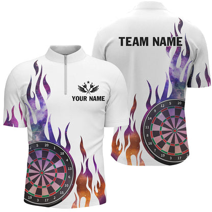 Feuerfunken Muster Maßgeschneiderte Weiße Herren Dartshirts, Dart Teamtrikots Kurzarm TDM2699