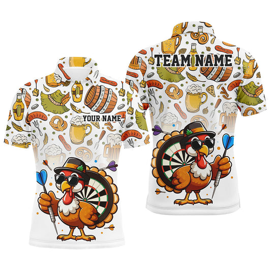 Individuelles Lustiger Truthahn-Hähnchen-Dart-Poloshirt für Herren, Thanksgiving-Dart-Teamtrikot TDM2703
