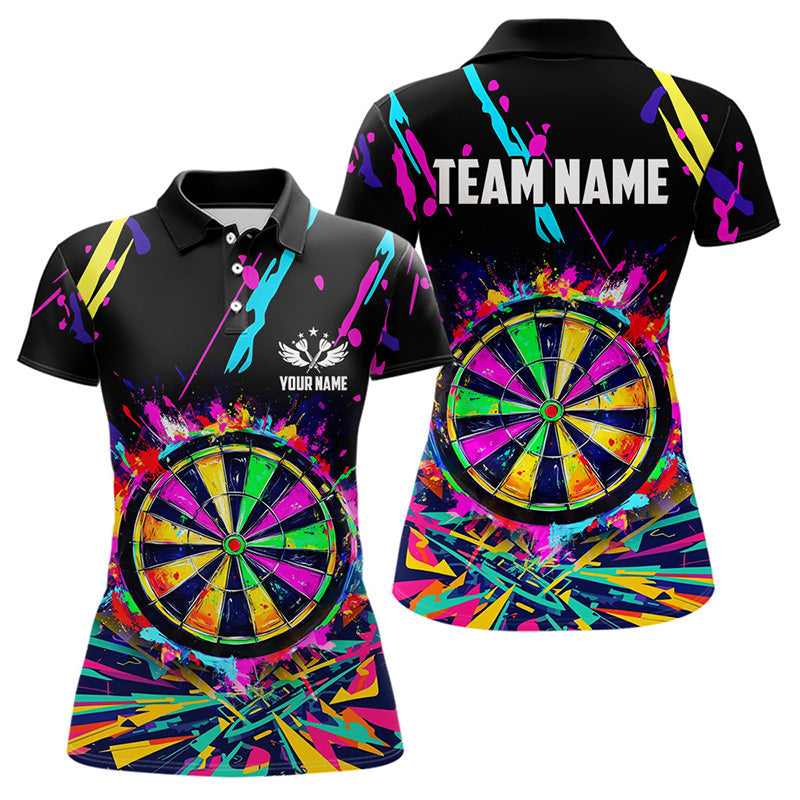 Buntes Neon-Dart-Polo & 1/4-Zip für Damen, individuelles Teamshirt TDM3878