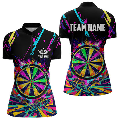 Buntes Neon-Dart-Polo & 1/4-Zip für Damen, individuelles Teamshirt TDM3878