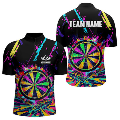 Bunte Neon-Dartshirts für Herren, individuelle Darttrikots Polo & 1/4-Zip, Dart-Teamshirt TDM3878