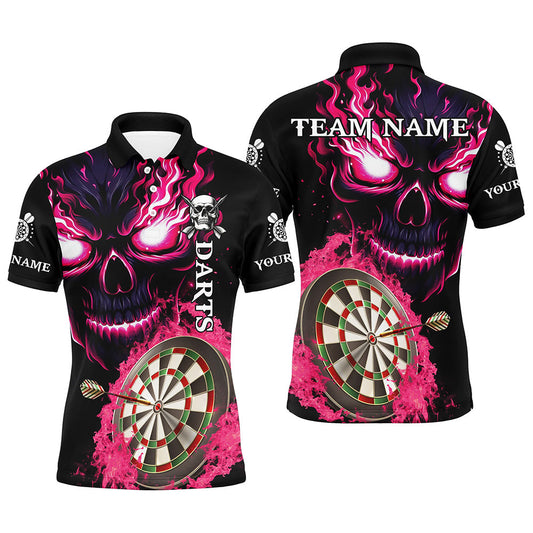 Pinkes Darts Board Flammen Schädel Herren Dartshirts Maßgeschneiderte Team Liga Darttrikots Uniform TDM2954