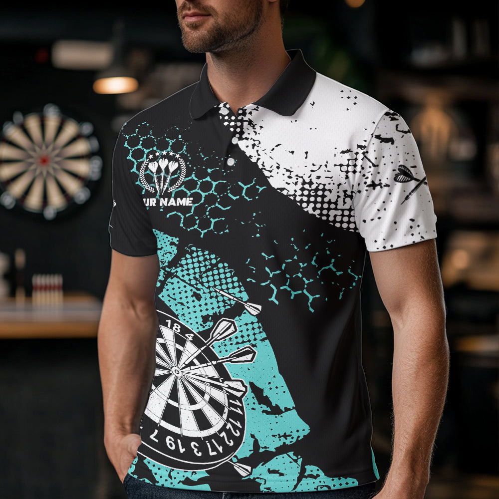 Pink Schwarz Grunge Darts Polo, 1/4 Reißverschluss Maßgeschneiderte Herren Dartshirts Darts Trikots TDM3541