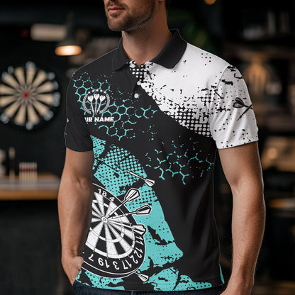 Pink Schwarz Grunge Darts Polo, 1/4 Reißverschluss Maßgeschneiderte Herren Dartshirts Darts Trikots TDM3541