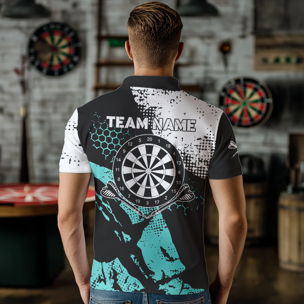 Pink Schwarz Grunge Darts Polo, 1/4 Reißverschluss Maßgeschneiderte Herren Dartshirts Darts Trikots TDM3541