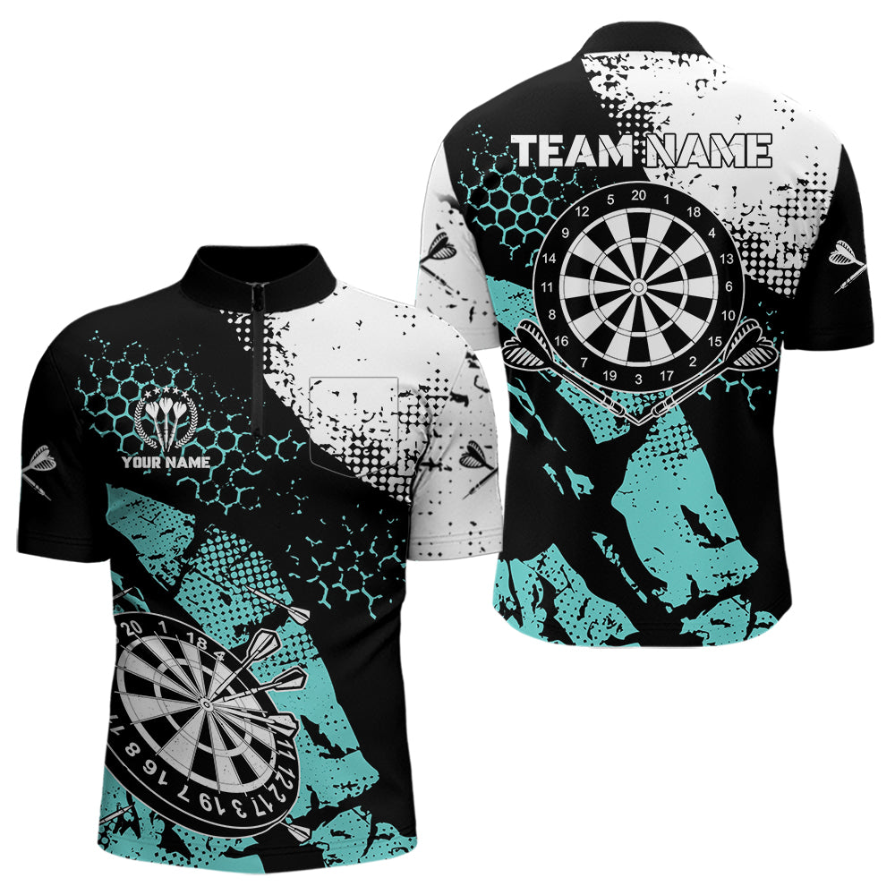 Pink Schwarz Grunge Darts Polo, 1/4 Reißverschluss Maßgeschneiderte Herren Dartshirts Darts Trikots TDM3541