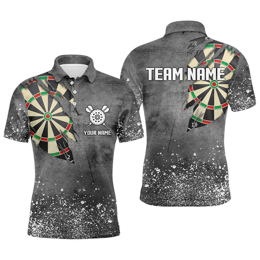 Individuelles Grunge Graues Dartbrett Herren Poloshirt, Darttrikots TDM1996