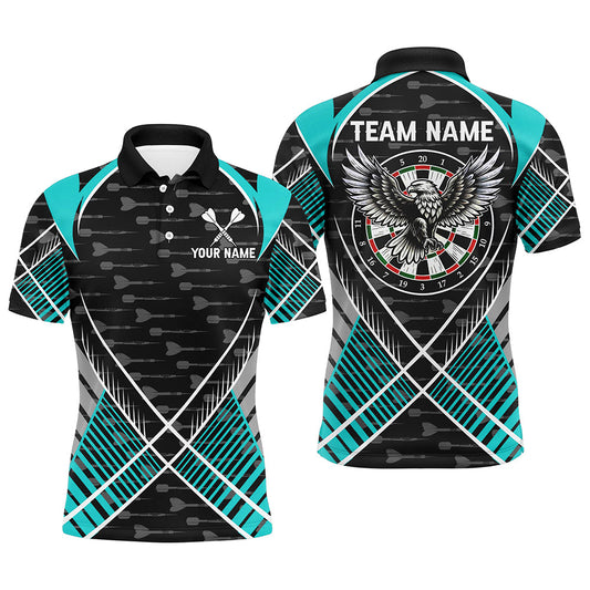 Individuelles Adler Pfeilmuster Herren Poloshirt, Türkises Dart Teamtrikot TDM2204