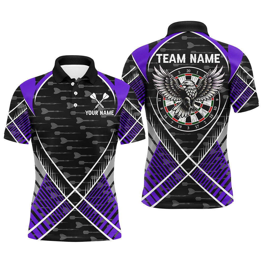 Individuelles Adler Pfeilmuster Herren Poloshirt, Lila Dart Teamtrikot TDM2205