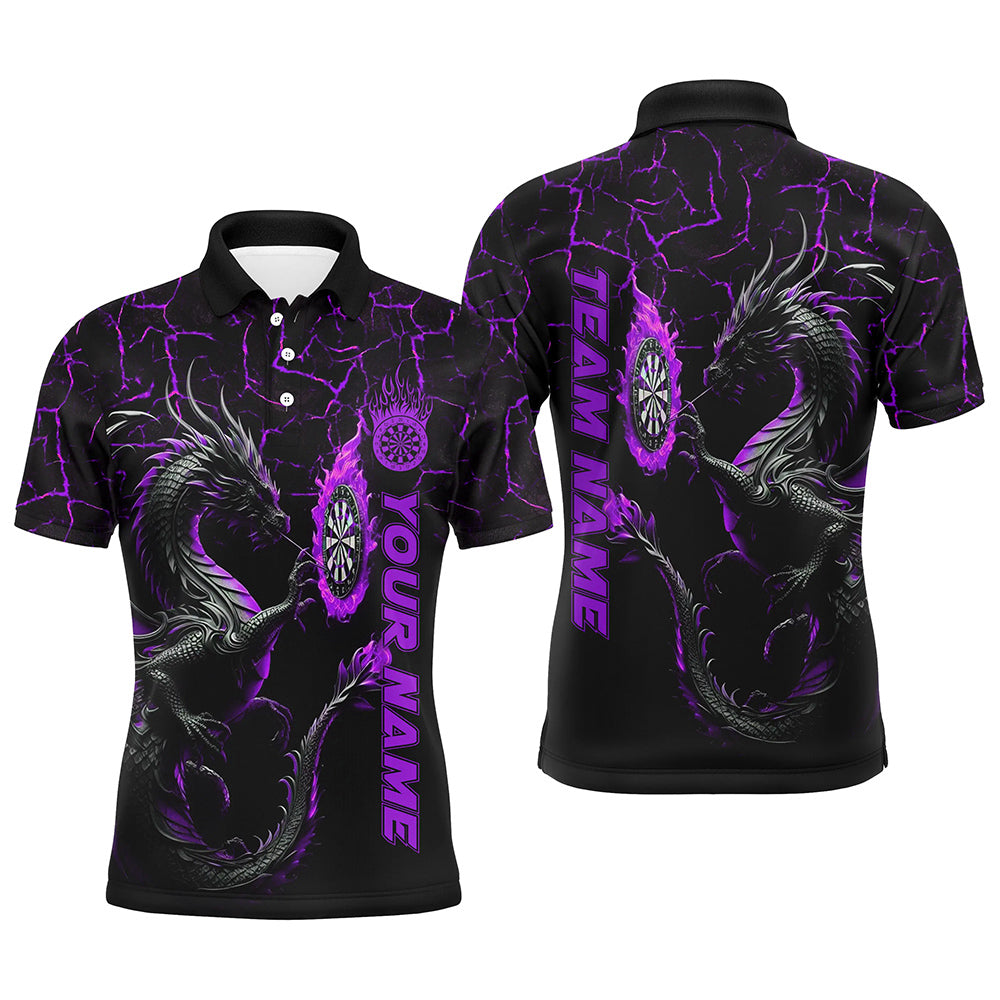 Personalisierter Lila Großer Drache 3D Gedruckte Herren Dartshirts Maßgeschneiderte Team Liga Darts Trikots TDM2207