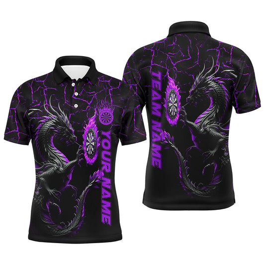 Personalisierter Lila Großer Drache 3D Gedruckte Herren Dartshirts Maßgeschneiderte Team Liga Darts Trikots TDM2207