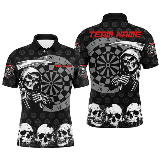 Individuelles Todesskelett Dart Poloshirt Für Herren, Grunge Dart-Teamtrikot TDM2482