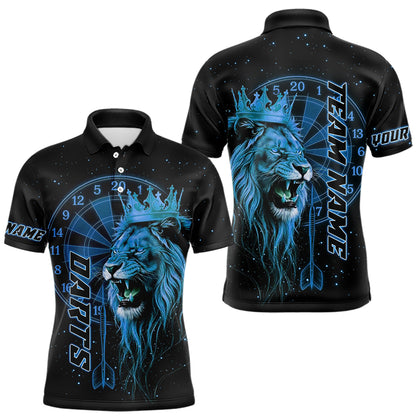 Schwarzes Und Blaues Lustiges Löwenkronen-Dartshirt Für Herren – Liga-Teamtrikot Polo & 1/4 Zip TDM5001
