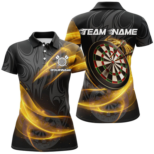 Individuelles Gelbes Funkelndes Licht Dart Poloshirt für Damen, Dart Trikot Team Uniform TDM2983
