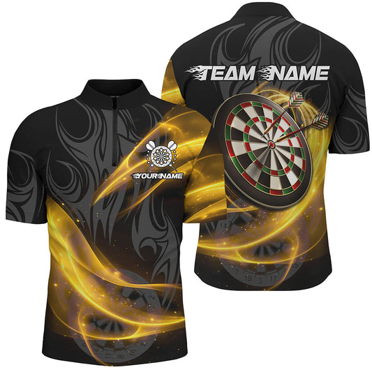 Individuelles Gelbes Twinkle Light Dart Herren Shirt mit Viertelreißverschluss, Dart Trikot Team Uniform TDM2983