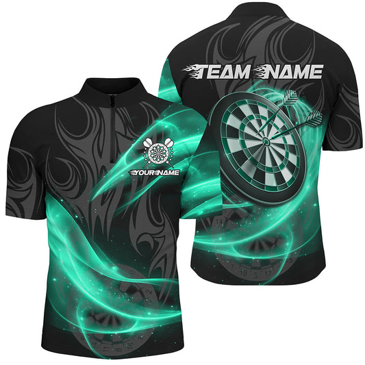 Individuelles Türkises Twinkle Light Dart Herren Shirt mit Viertelreißverschluss, Dart Trikot Team Uniform TDM2984