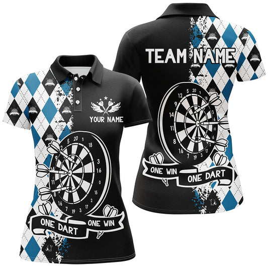 Ein Dart Ein Sieg Individuelles Argyle Dart-Poloshirt für Damen, Lustiges Team-Dart-Trikot TDM3227