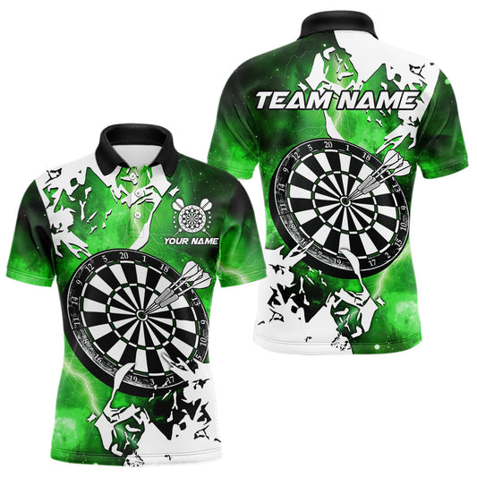 Blitz Grunge Dartbrett Individuelle Darts Hemden Für Herren, Darts-Teamtrikots Grün TDM3723