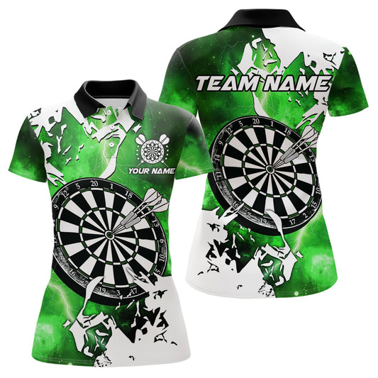 Lightning Grunge Dartbrett Individuelle Dart-Shirts für Damen, Dart-Team-Trikots Grün TDM3723