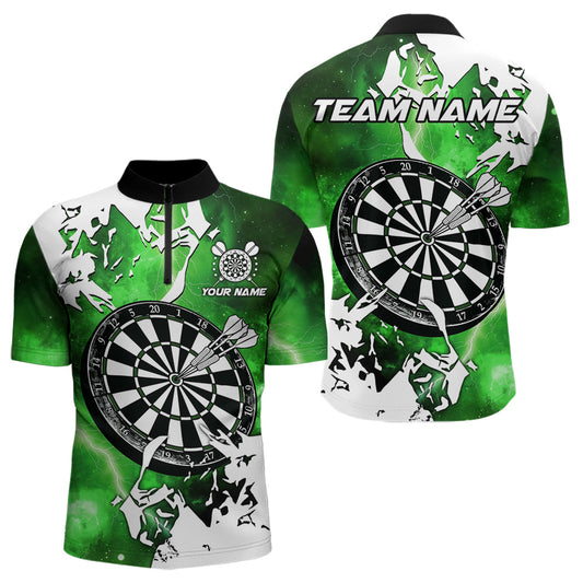 Lightning Grunge Dartboard Individuelles Darts Shirts Herren, Darts Team Trikots Grün TDM3723