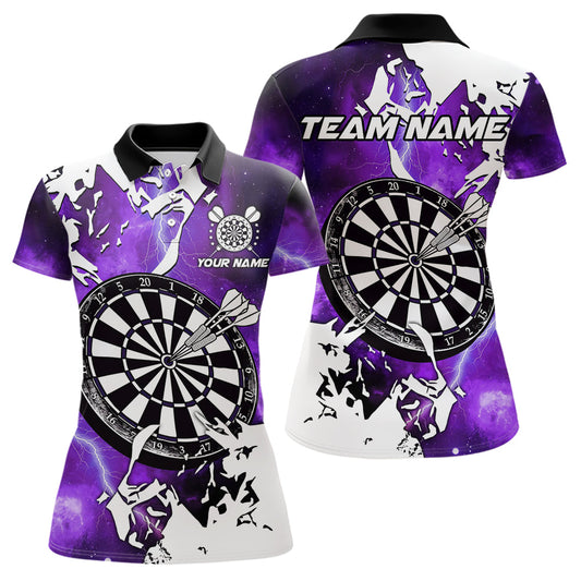 Lightning Grunge Dartbrett Individuelle Frauen Dart-Poloshirts, Lila Dart-Team-Trikots TDM3724