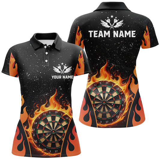 Individuelles Oranges Dart Flammen Dart Poloshirt Für Herren, Dart Teamtrikot Liga Shirt TDM1455