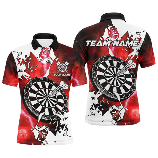 Individuelles Blitz Grunge Dartbrett Herren Poloshirt, Rotes Darttrikot Für Team TDM2257