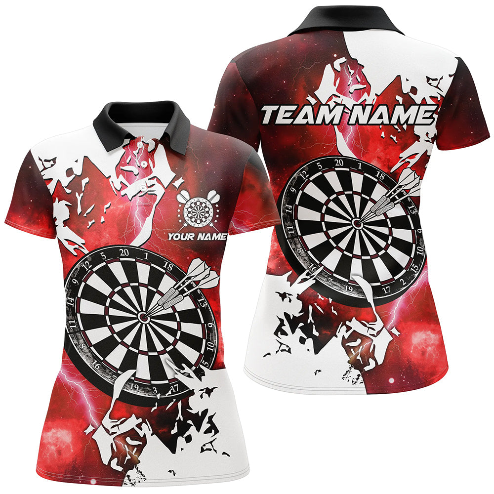 Individuelles Blitz Grunge Dartbrett Herren Poloshirt, Rotes Darttrikot Für Team TDM2257