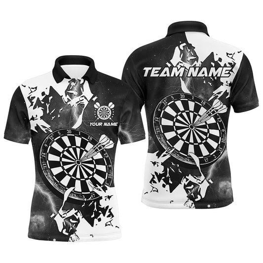 Individuelles Blitz Grunge Dartbrett Dart Poloshirt Für Herren, Schwarzes Teamtrikot TDM2258