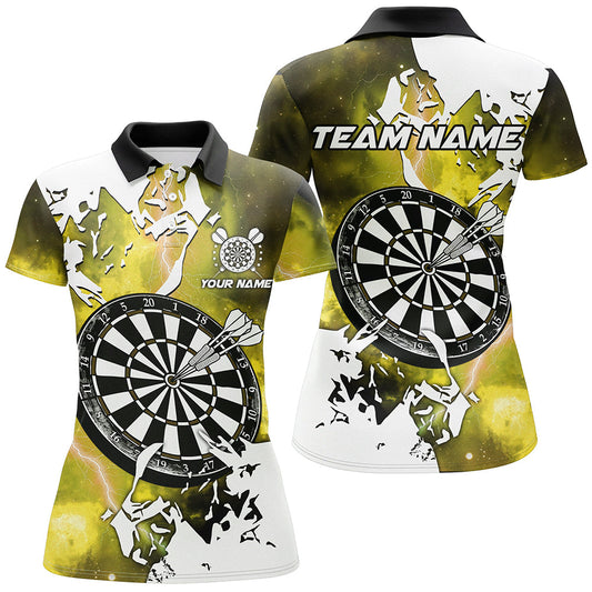 Individuelles Blitz Grunge Dartbrett Dart Poloshirt Für Herren, Gelbes Teamtrikot TDM2259