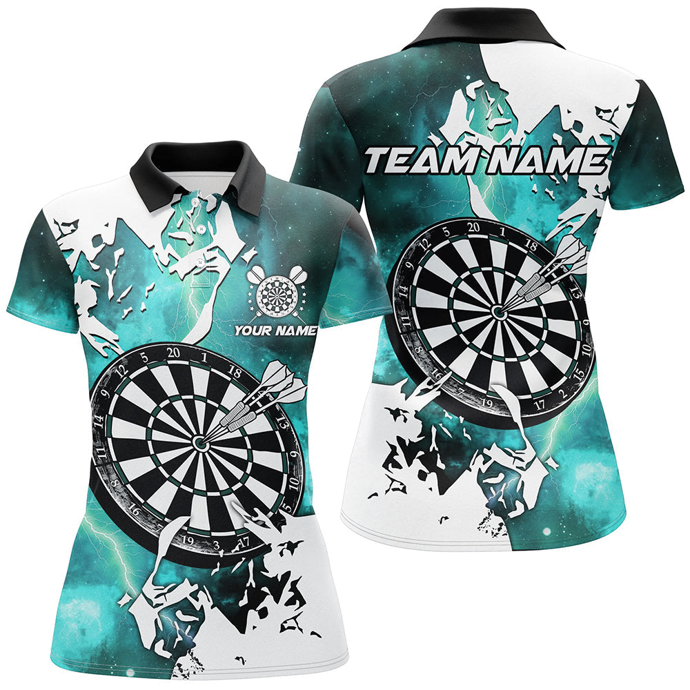 Individuelles Blitz Grunge Dartbrett Dart Poloshirt Für Herren, Türkises Teamtrikot TDM2260