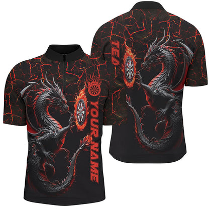 Personalisierter Roter Großer Drache 3D Gedruckte Herren Dartshirts Maßgeschneiderte Team Liga Darts Trikots TDM1841