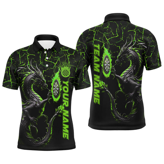 Personalisierter Grüner Großer Drache 3D Gedruckte Herren Dartshirts Maßgeschneiderte Team Liga Darts Trikots TDM1842
