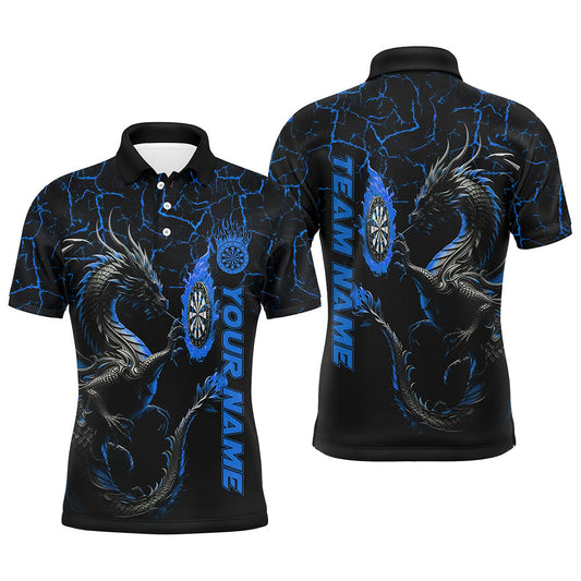 Individuelles blaues großes Drachen-Dart-Poloshirt für Herren, Dart-Team-Liga-Darttrikot TDM3006