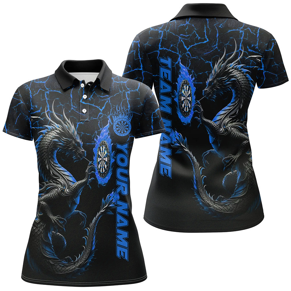 Individuelles Blau Großes Drachen Dart Poloshirt für Damen, Dart Jersey Team Liga TDM3006