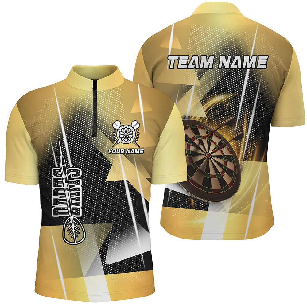 Individuelles Dart Herren Shirt mit Viertelreißverschluss, Gelbes Dart Team Trikot TDM2267