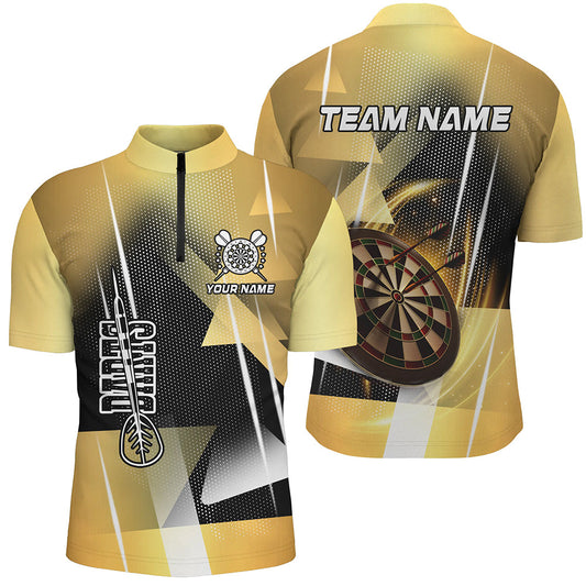 Individuelles Dart Herren Shirt mit Viertelreißverschluss, Gelbes Dart Team Trikot TDM2267
