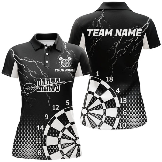 Individuelles Schwarz Weiß Blitz Dart Poloshirt Für Herren, Cooles Dart-Teamtrikot TDM2281