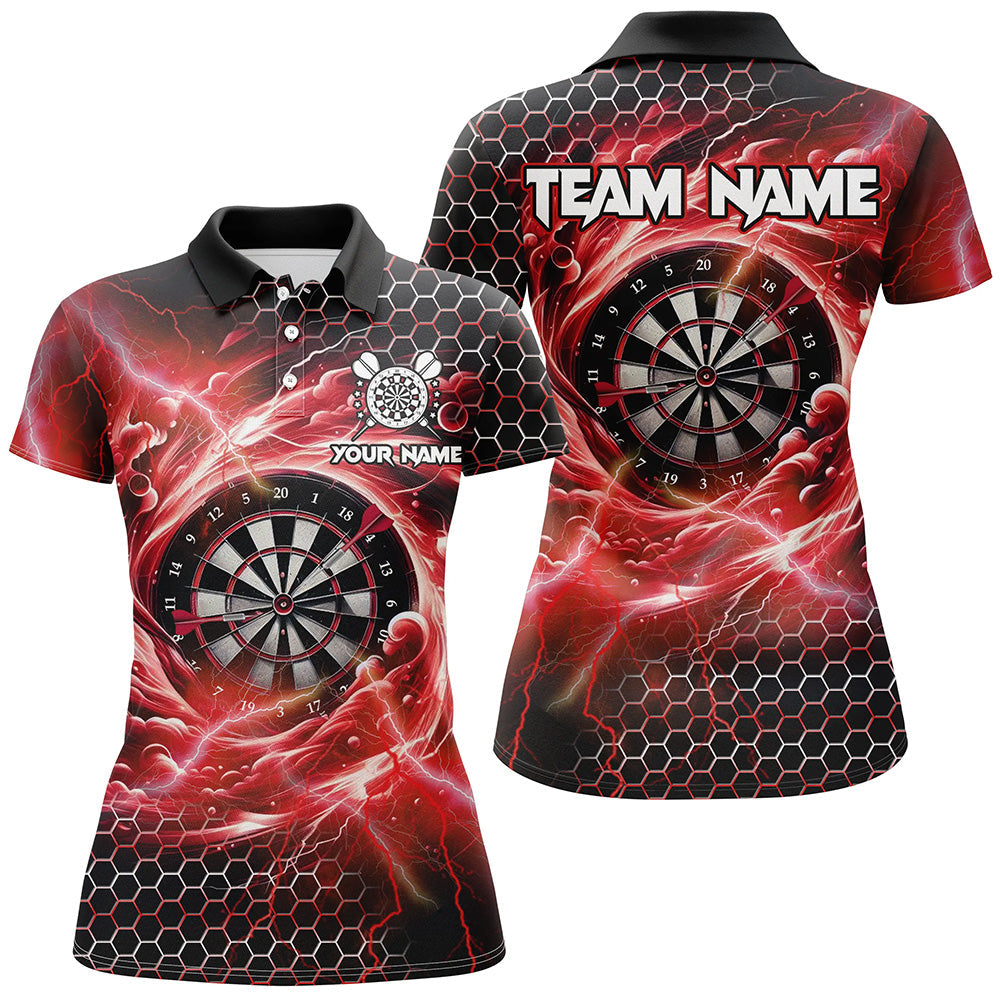 Individuelles Lustiges Dartbrett Sturm Donner Dart Poloshirt Für Herren, Rotes Team-Darttrikot TDM2549