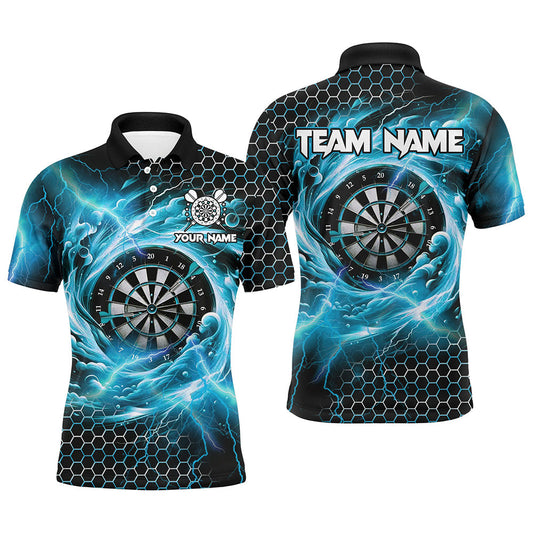 Individuelles Lustiges Dartbrett Sturm Donner Dart Poloshirt Für Herren, Blaues Team-Darttrikot TDM2550