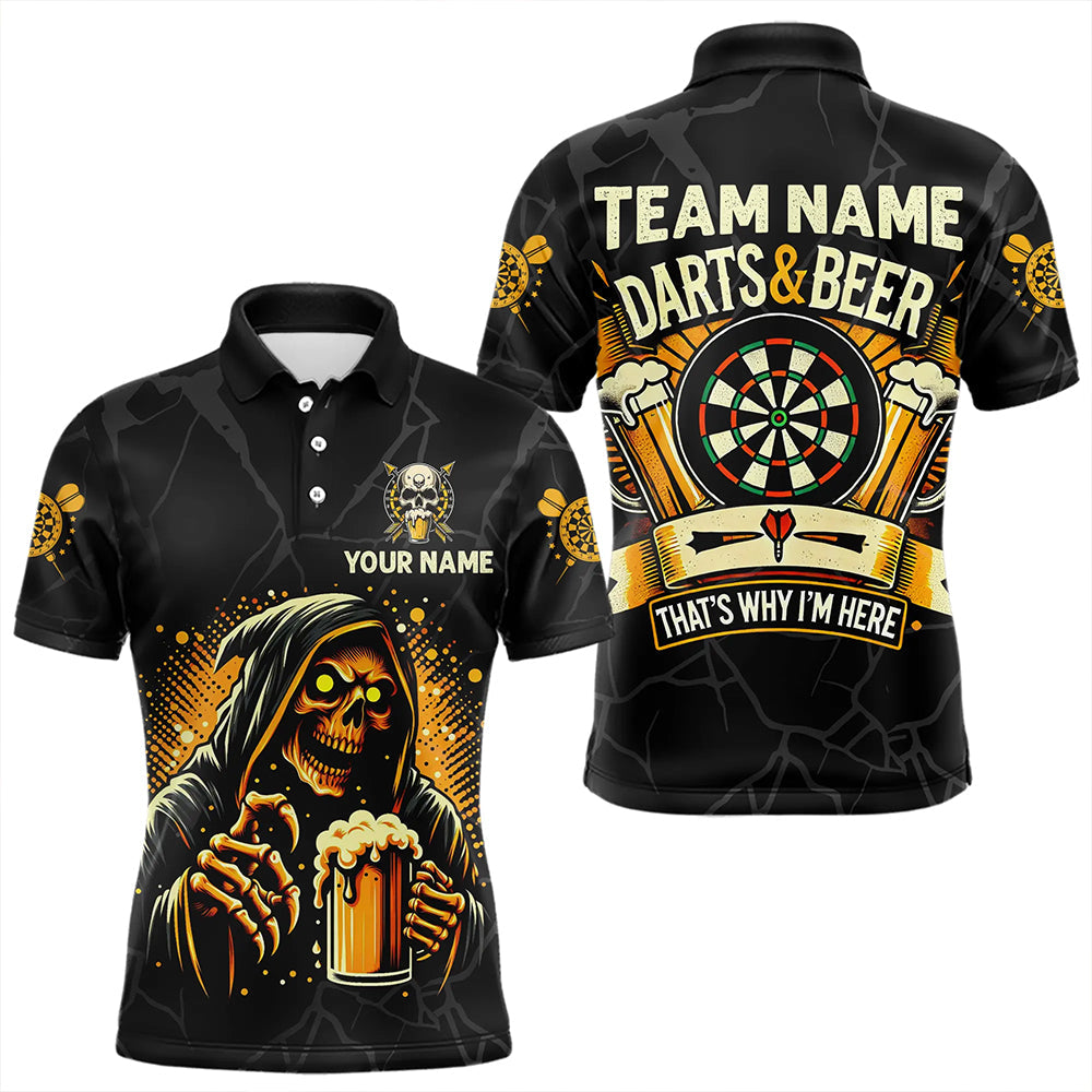Darts und Bier – deshalb bin ich hier, individuelles Poloshirt für Herren, Trink-Darttrikot TDM3461