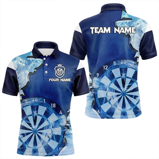 Individuelle blaue eisige Licht-Dart-Poloshirts für Herren, cooles Dart-Teamtrikot TDM3462