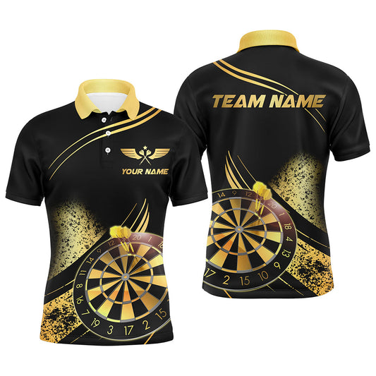 Individuelles Goldenes Dartbrett-Grunge-Dart-Poloshirt für Herren, Dart-Teamtrikot TDM2805