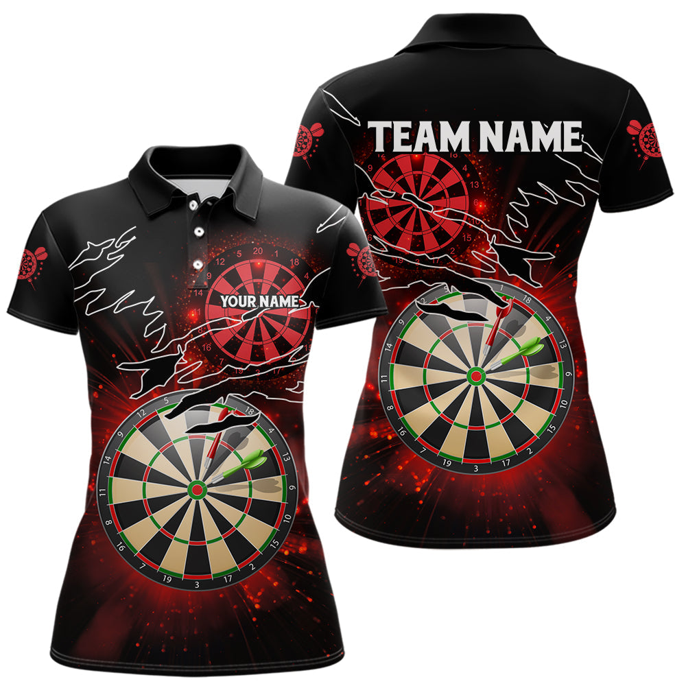 Auffälliges Rotes Leuchtlicht Darts-Poloshirt für Damen, Dart-Trikot-Liga TDM3479