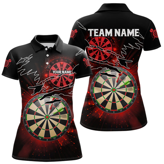 Auffälliges Rotes Leuchtlicht Darts-Poloshirt für Damen, Dart-Trikot-Liga TDM3479