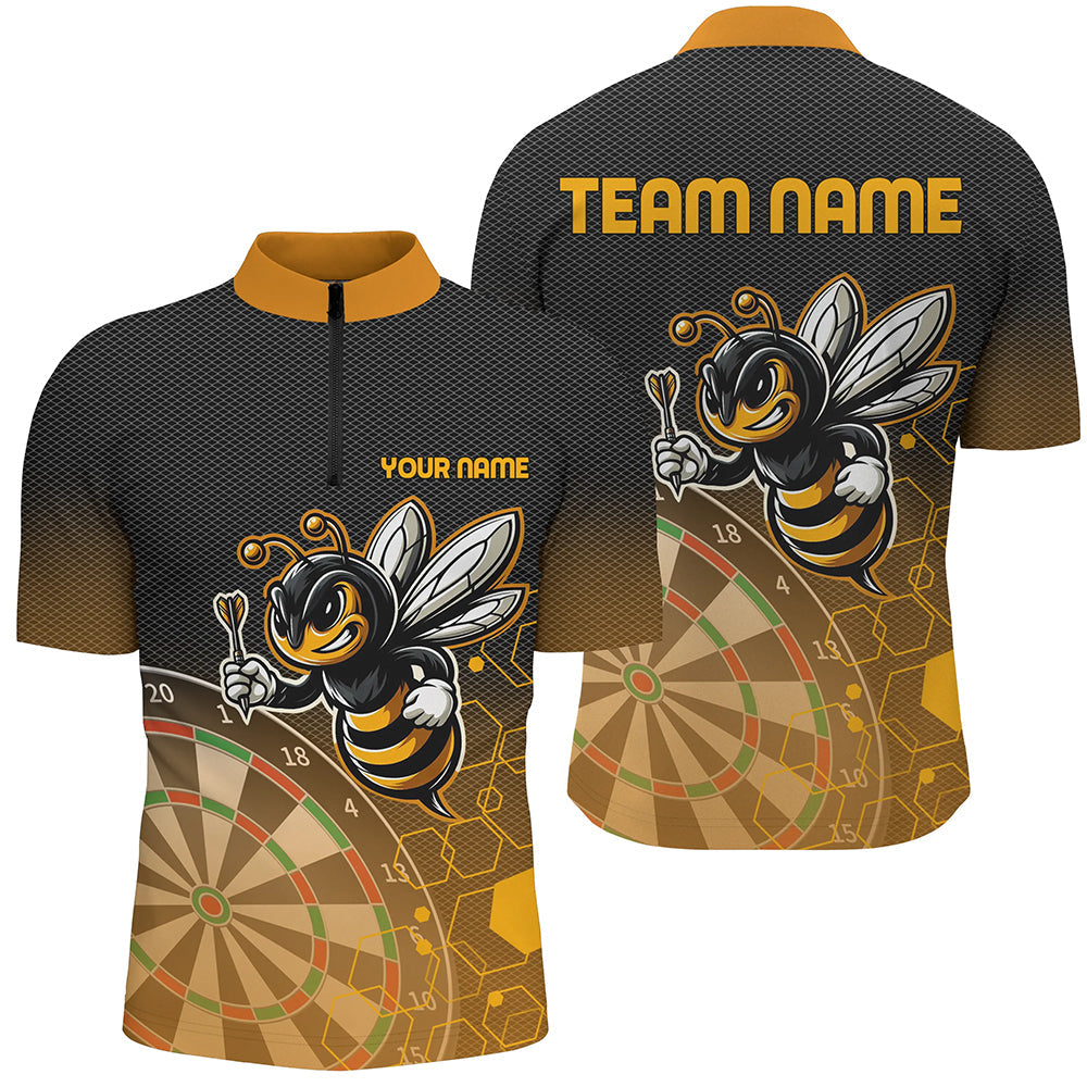 Dartboard Lustige Biene Dart Herren Shirt mit Viertelreißverschluss, Einzigartige Dart Kleidung TDM1666