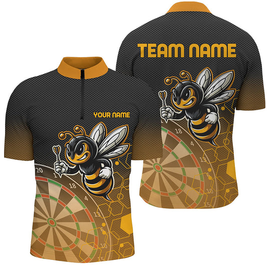 Dartboard Lustige Biene Dart Herren Shirt mit Viertelreißverschluss, Einzigartige Dart Kleidung TDM1666