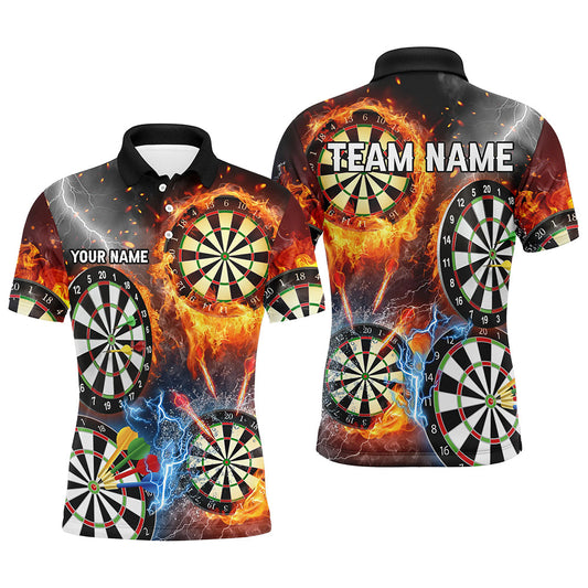 Individuelles Feuerflammen Blitz Herren Poloshirt, Darttrikot Geschenk Für Dartliebhaber TDM2560