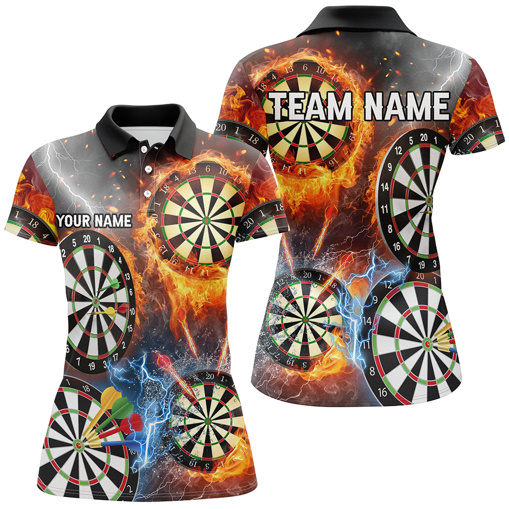 Individuelles Feuerflammen Blitz Herren Poloshirt, Darttrikot Geschenk Für Dartliebhaber TDM2560